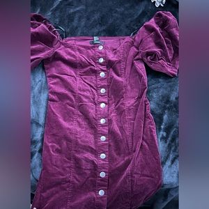 Red violet dress with puffy sleeves
